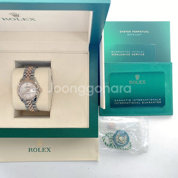 롤렉스 레이디 데이트저스트 핑크 바 인덱스 로즈 골드--4