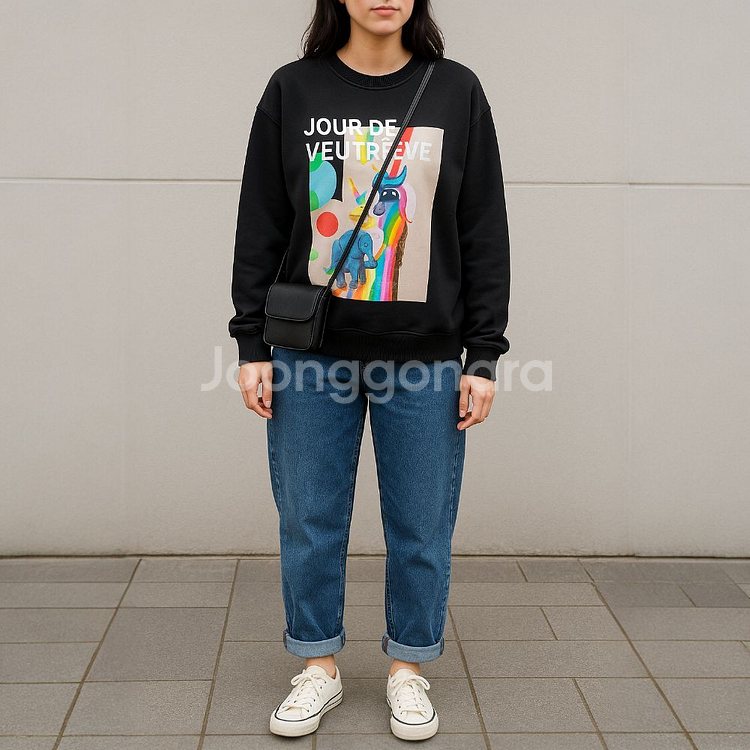 간절기 여성 루즈핏 맨투맨 티셔츠--0