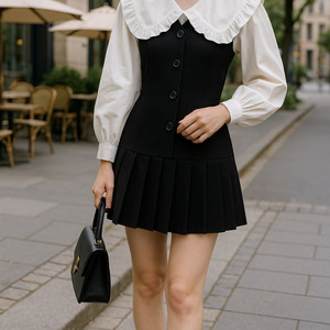 세련된 플리츠 뷔스티에 미니원피스 하객룩 데이트ㅡ무배