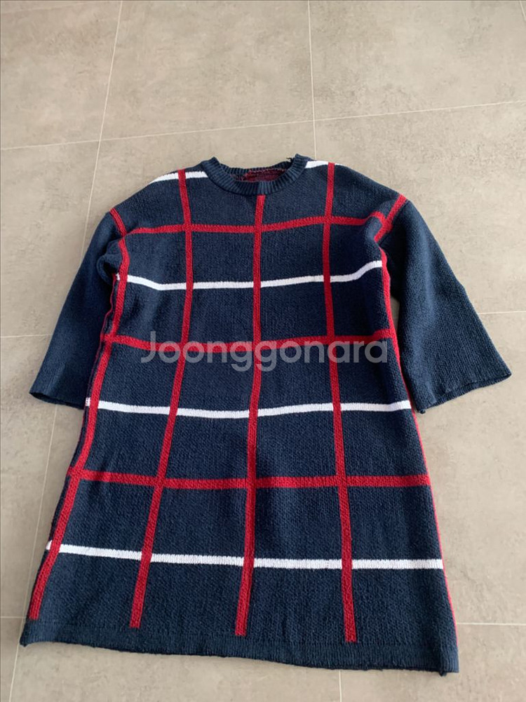 10부 소매,도톰한니트,루즈핏 니트,니트 원피스,체크--0