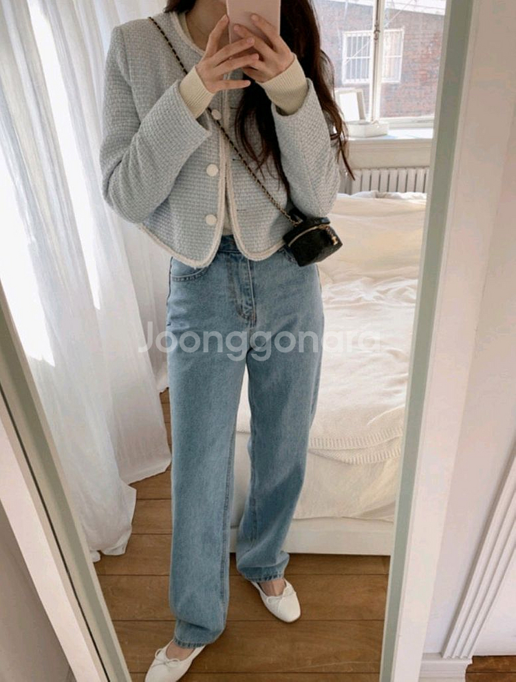 쇼퍼랜드 스프링 브리즈 트위드 자켓 스카이블루 / 베니토 아뜨랑스 로엠 리얼코코 케이클럽 스파오 가내스라 슬로우앤드--4