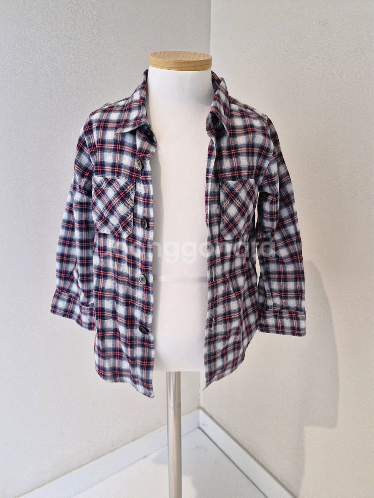 봉통 남아 체크셔츠 (100)--1