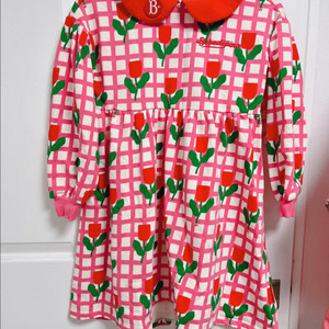 베베드피노 여아 체크 튤립 플라워 원피스 130