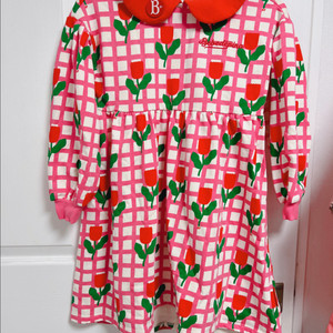 베베드피노 여아 체크 튤립 플라워 원피스 130