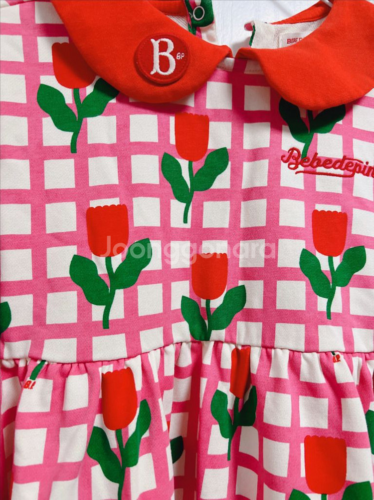 베베드피노 여아 체크 튤립 플라워 원피스 130--1