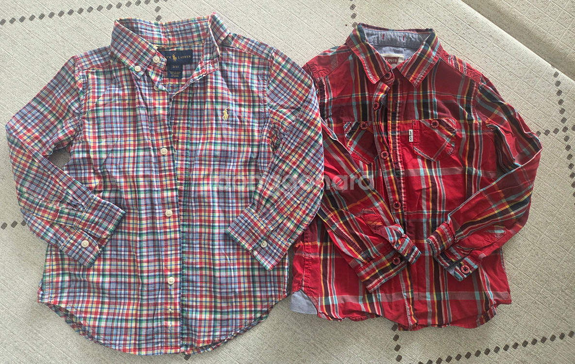 남아 110싸이즈 (폴로, 리바이스)체크 셔츠(택포)--0