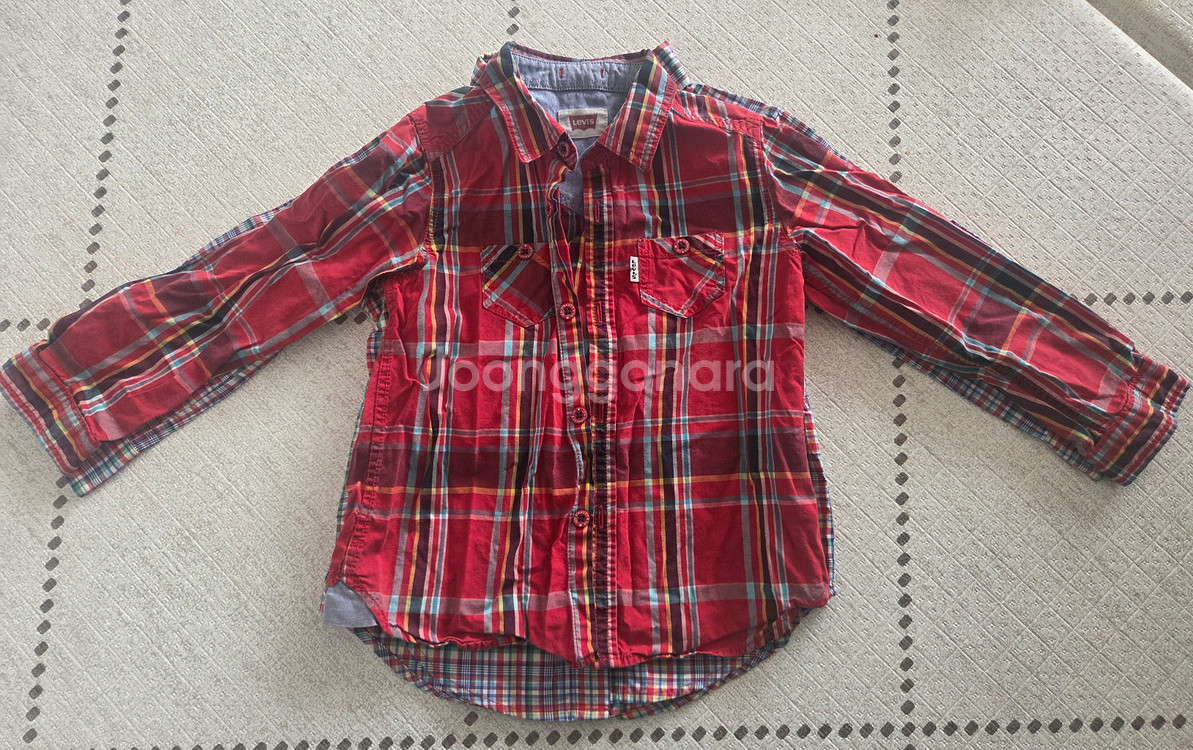 남아 110싸이즈 (폴로, 리바이스)체크 셔츠(택포)--9