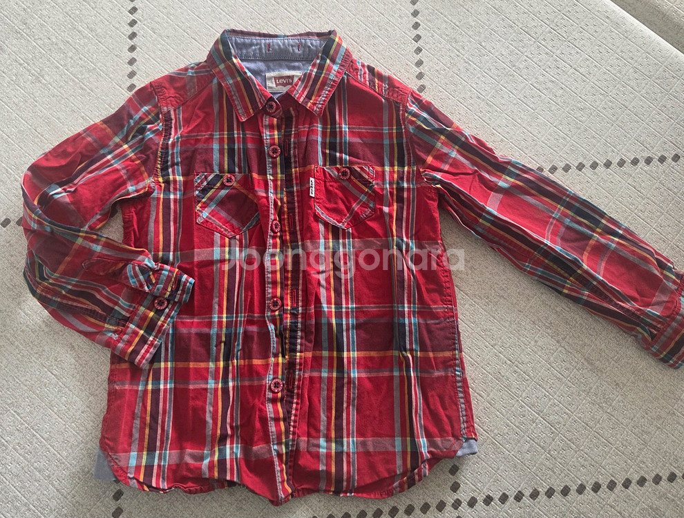 남아 110싸이즈 (폴로, 리바이스)체크 셔츠(택포)--6