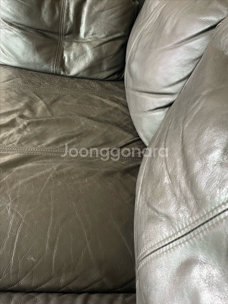 이케아 스톡홀름 3인용 다크 브라운 가죽 소파--4