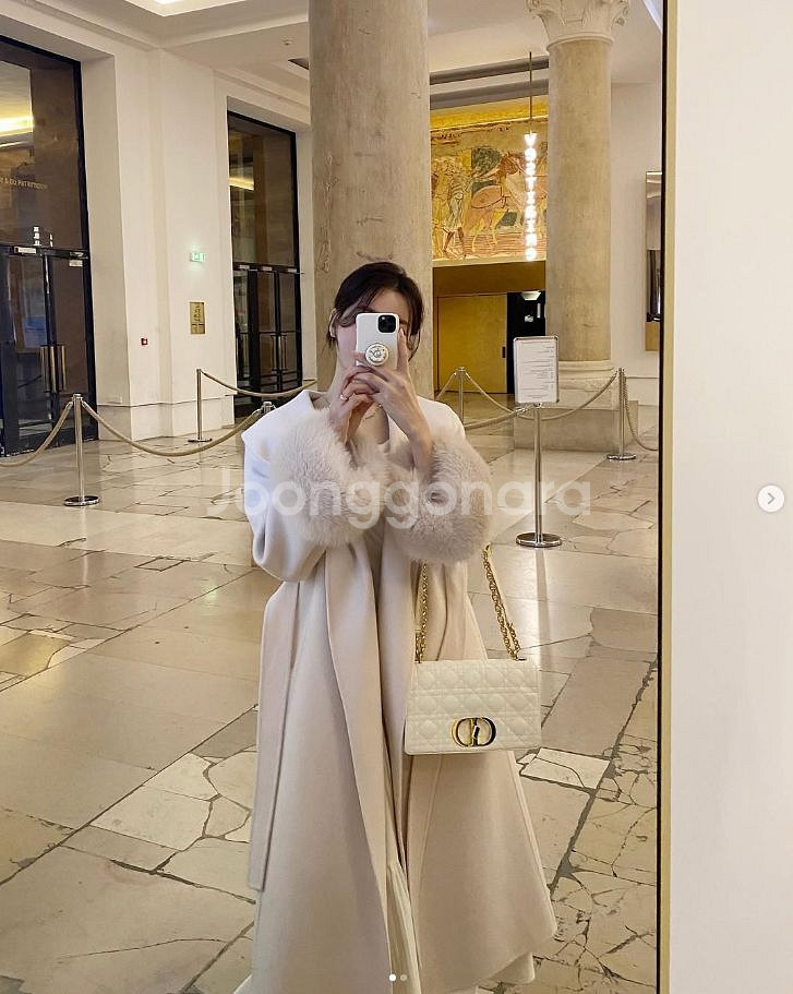 에바빈 evabin 마벨 사가폭스 숄카라 핸드메이드 롱코트 - 아이보리--5