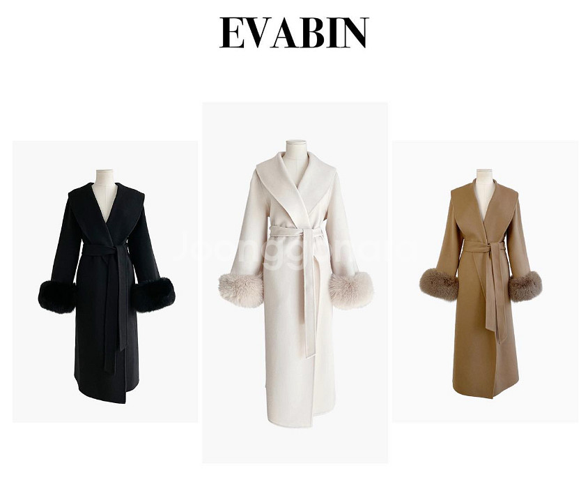 에바빈 evabin 마벨 사가폭스 숄카라 핸드메이드 롱코트 - 아이보리--6
