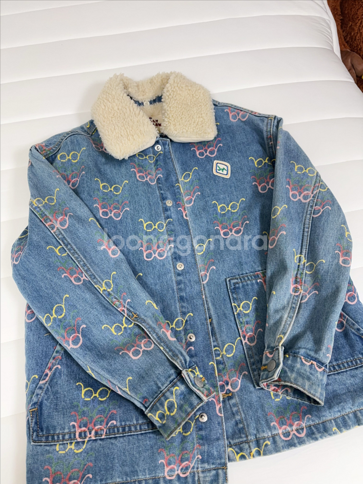 아동용 안경 프린트 데님 자켓--1