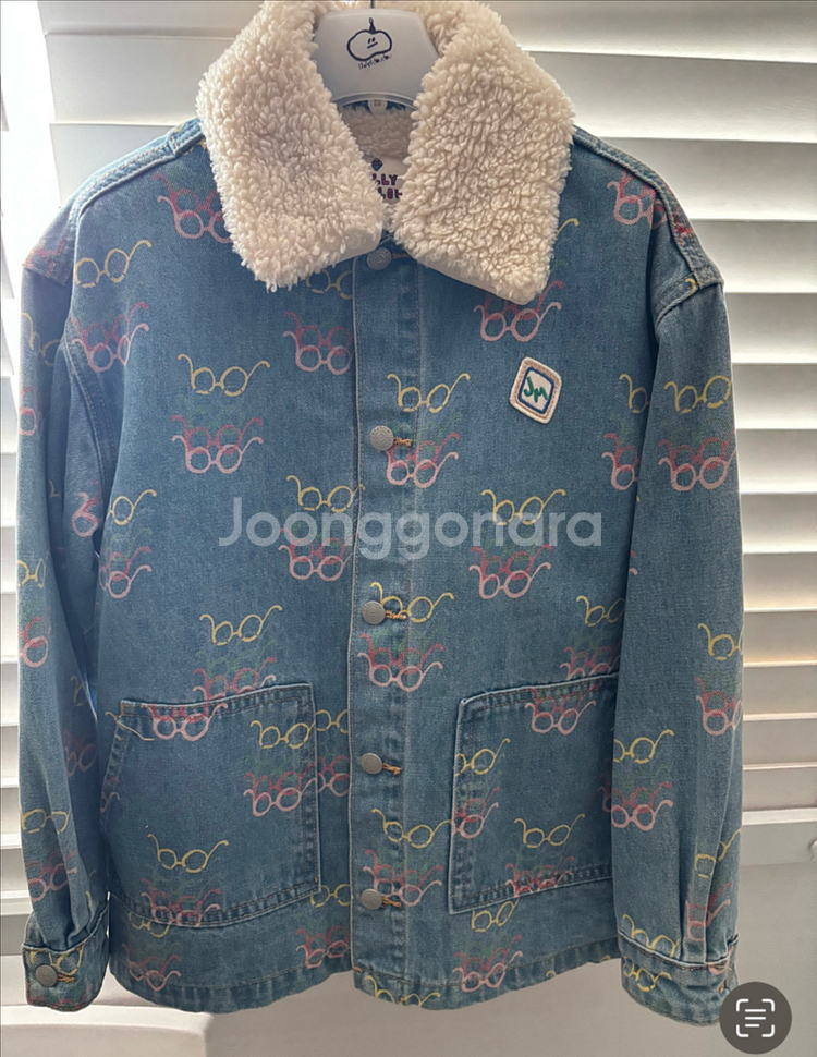 아동용 안경 프린트 데님 자켓--0
