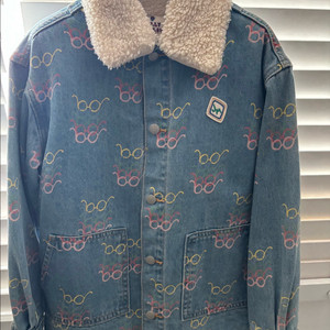 아동용 안경 프린트 데님 자켓