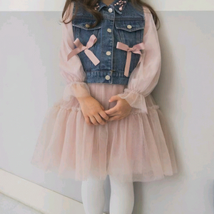 위시키즈 여아 리본 청조끼 샤원피스세트 7호