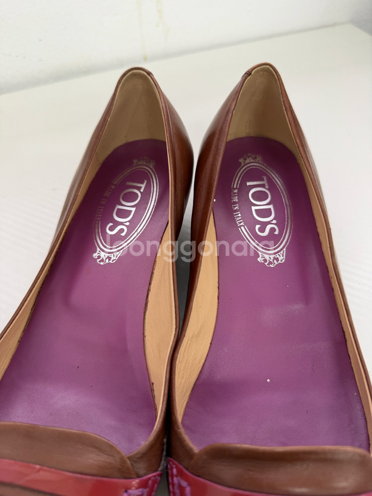 정품) TODS 토즈 브라운 플랫 슈즈 37--6