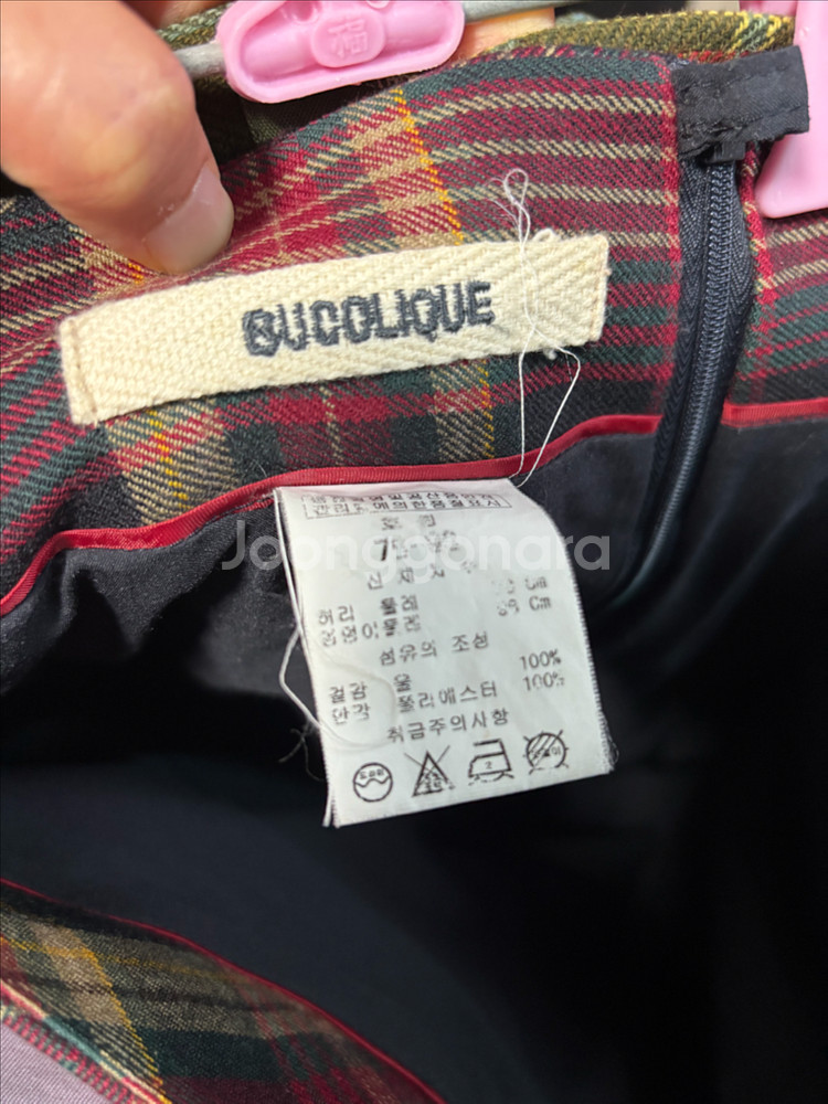 체크 패턴 플리츠 스커트 비꼴리끄--0