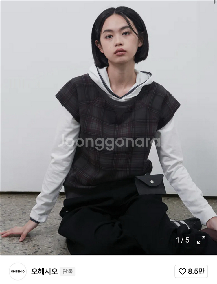 오헤시오 체크 패턴 후드티--0