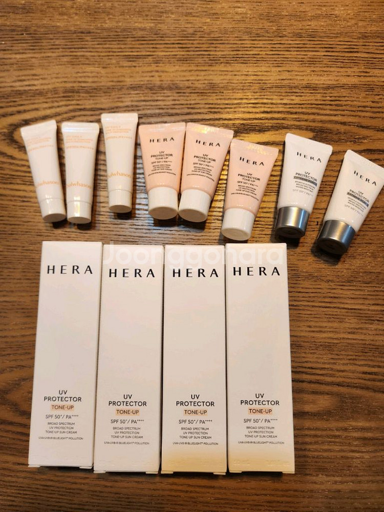 택포)헤라 톤업 선크림 본품 4개 +샘플 8개--1