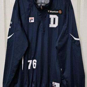 [115] 두산베어스 휠라 반집업 긴팔 바람막이(76번 지급, 실착)