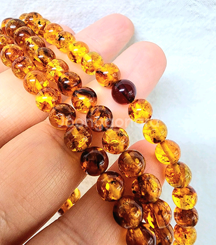 핸드메이드 AAA- 발틱앰버 108염주--4