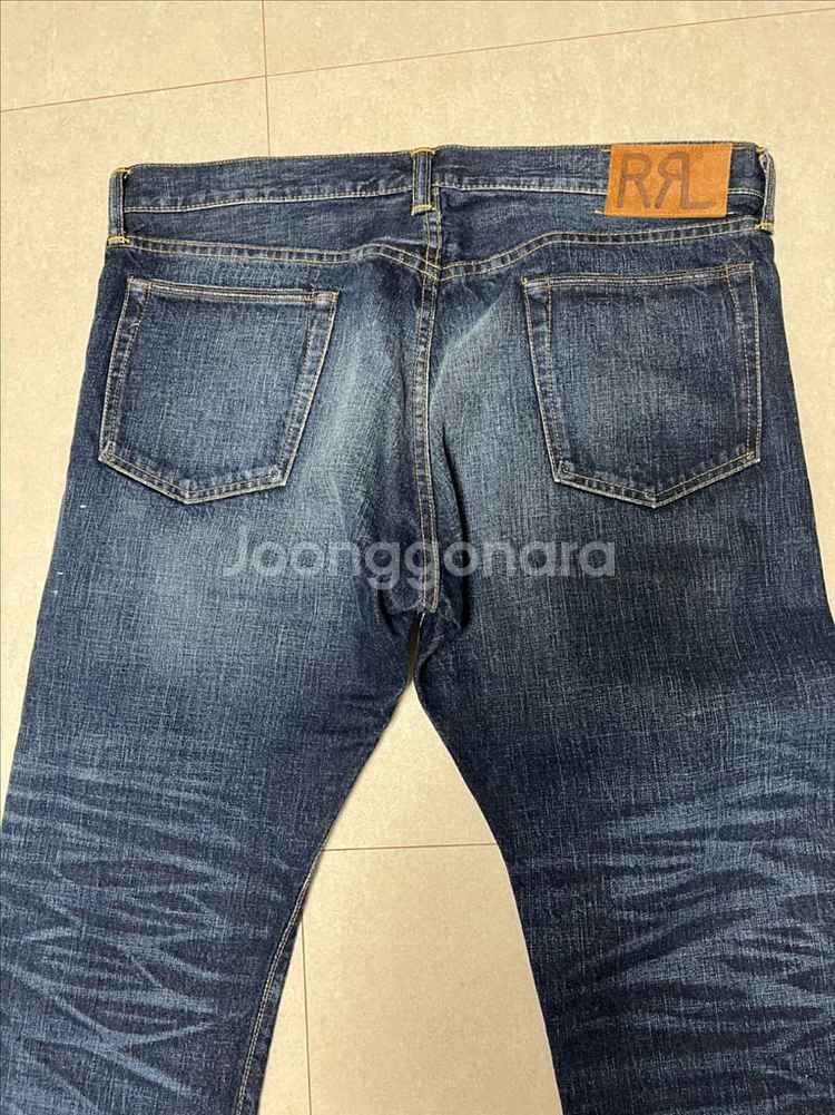 더블알엘 RRL 36x32 슬림핏 셀비지 데님--6