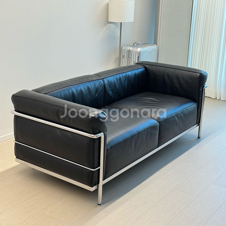까시나 Cassina LC3 2seater X등급 블랙레더--0