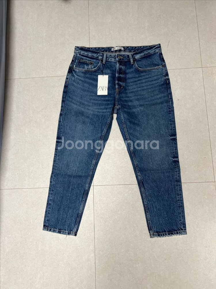 새제품 - ZARA 36 남성 슬림크롭 워싱 데님 청바--0