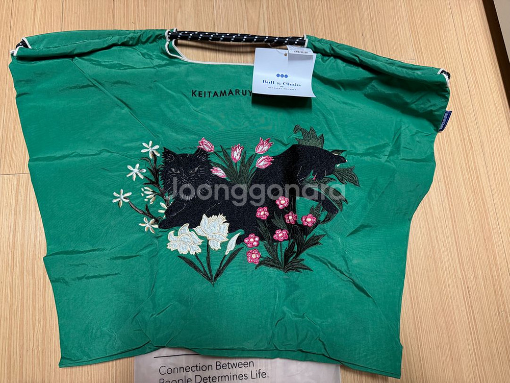 볼앤체인 캣플라워 자수 에코백 L사이즈--0