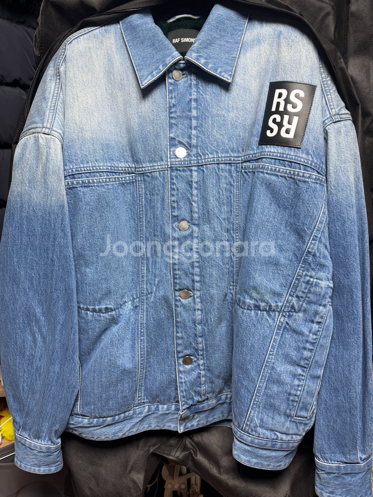 RS 로고 패치 퍼 데님 재킷--0