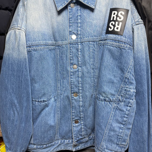 RS 로고 패치 퍼 데님 재킷