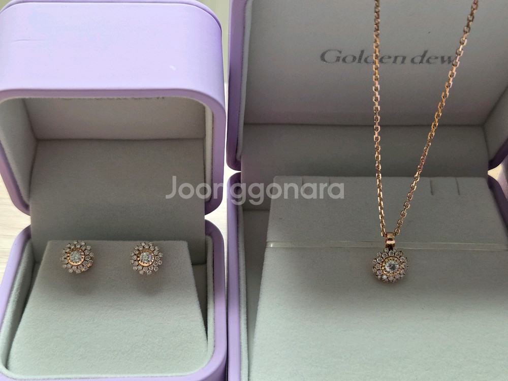 골든듀 글리터링 18k 천연다이아 2부 팬던트--4