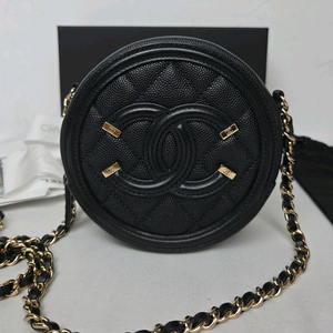 샤넬 동그리 캐비어 블랙 금장