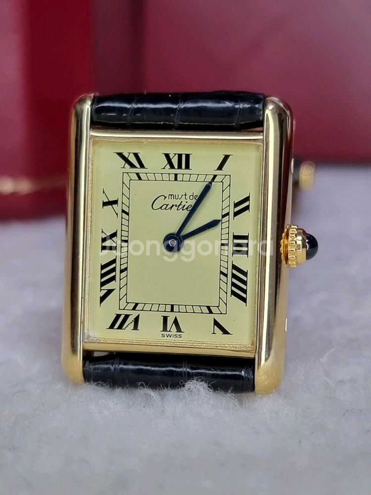 까르띠에 빈티지 탱크머스트 라지 샴페인다이얼 핀버클 시--0