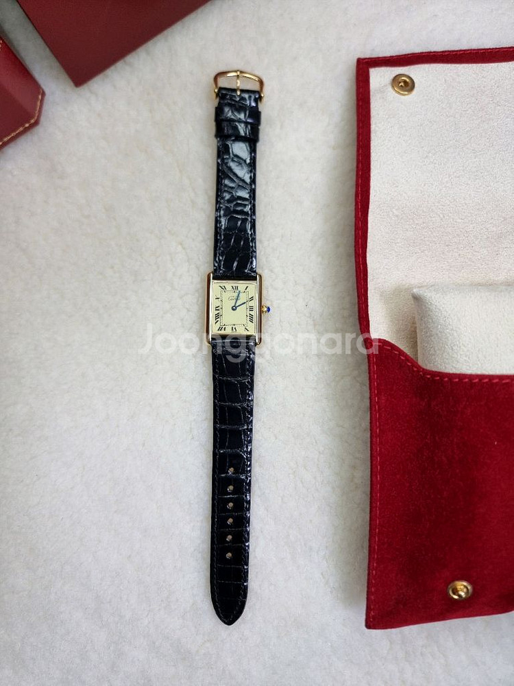 까르띠에 빈티지 탱크머스트 라지 샴페인다이얼 핀버클 시--2