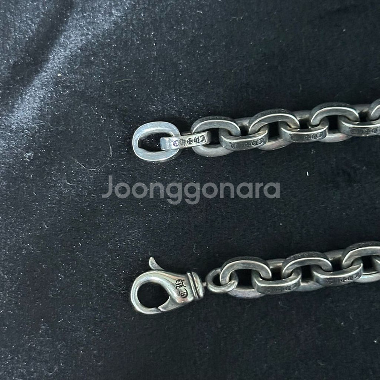 크롬하츠 라지 페이퍼체인 925실버 은팔찌 20센치--2