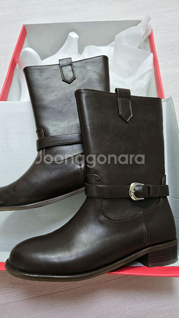 코모레비뮤지엄 소가죽 스트랩 클래식 미들부츠250 /km083--1