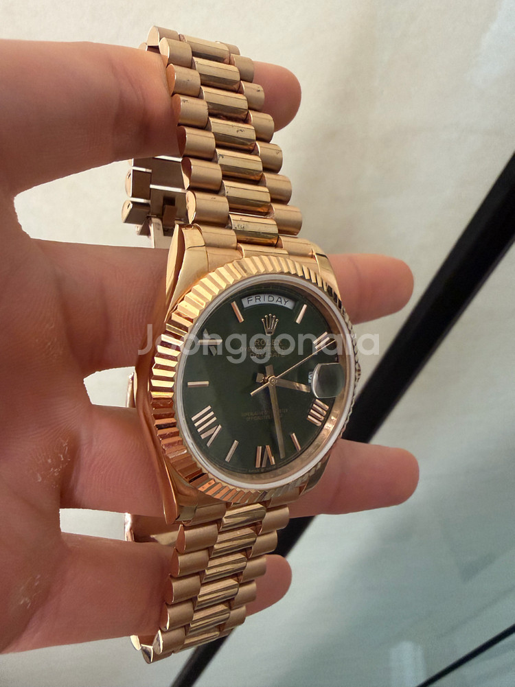 ㅋㄹ 롤렉스 데이데이트 올리브 그린 40mm--3