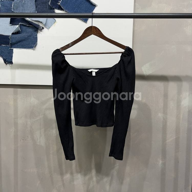 (85) H.M 흐앤므 여성 골지 퍼프 긴팔 티--0