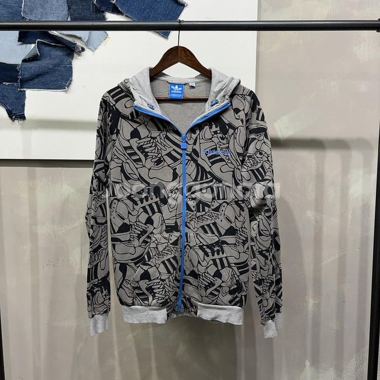 (100) 아디다스 스트릿 프린팅 기모 후드집업 자켓--0