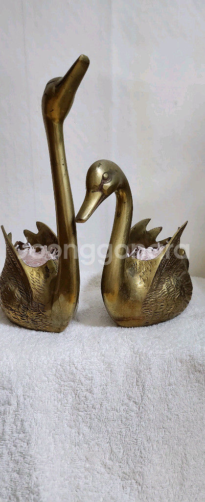 황동 백조 화분세트--0