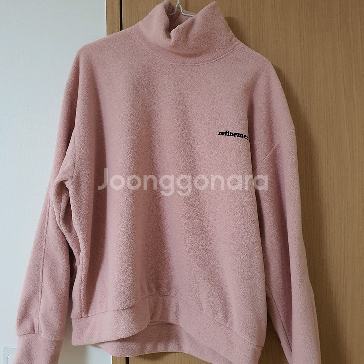 하이넥 플리스 맨투맨 딸기우유 연핑크 프리사이--0