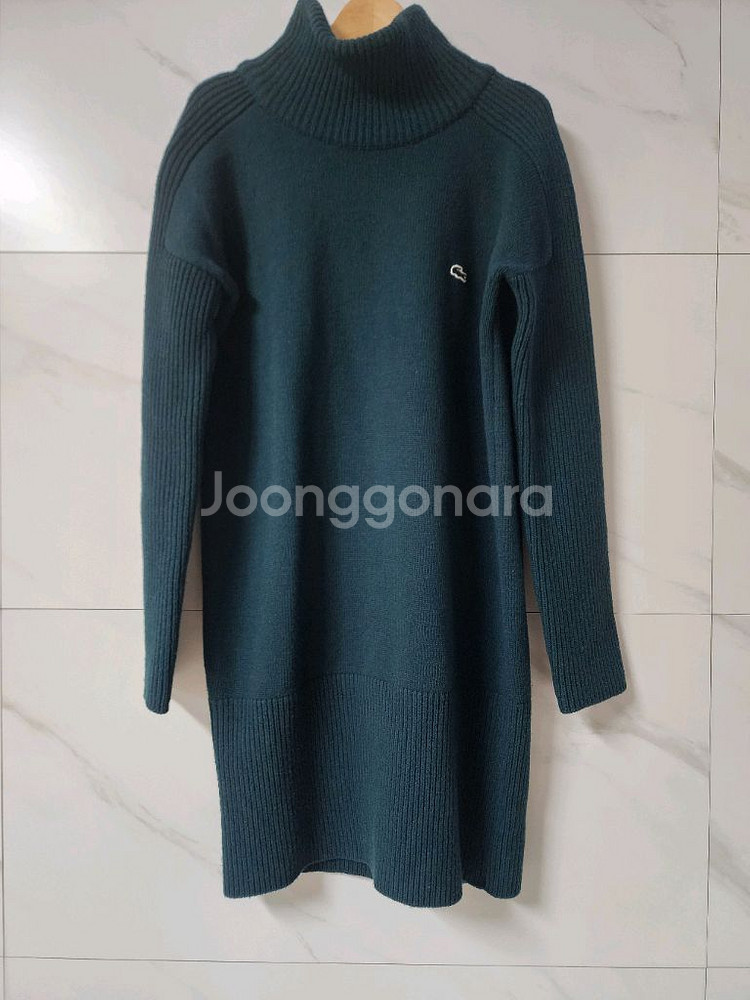 라코스테 터틀넥 니트 원피스 그린 울100%--0