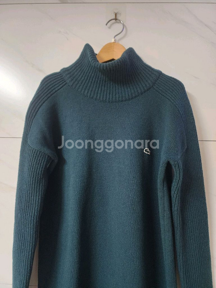 라코스테 터틀넥 니트 원피스 그린 울100%--1