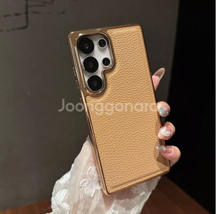 삼성 S24 / S25 울트라 케이스 | 가죽 텍스처 + 전기 도금 프레임 (가성비 추천)--1