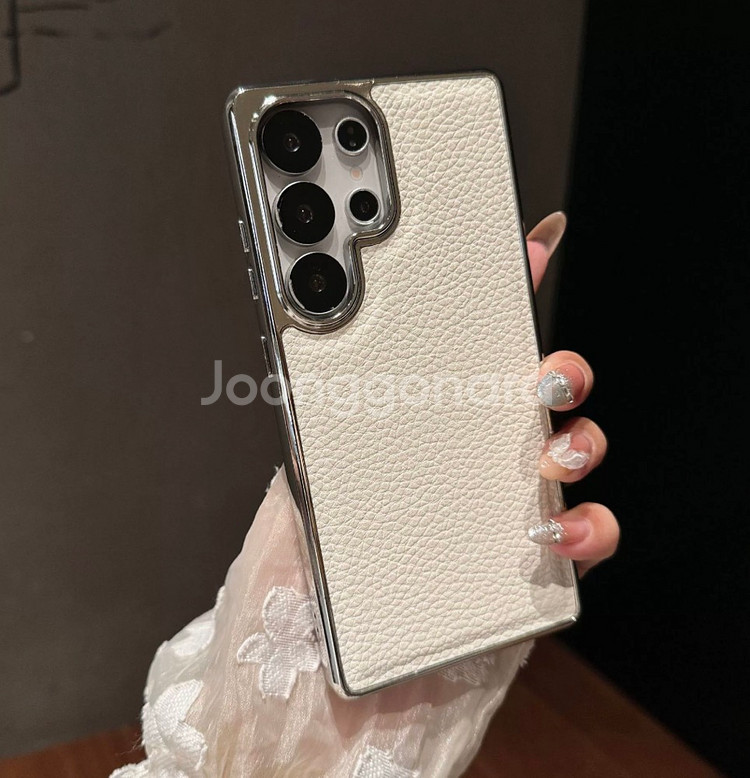 삼성 S24 / S25 울트라 케이스 | 가죽 텍스처 + 전기 도금 프레임 (가성비 추천)--3