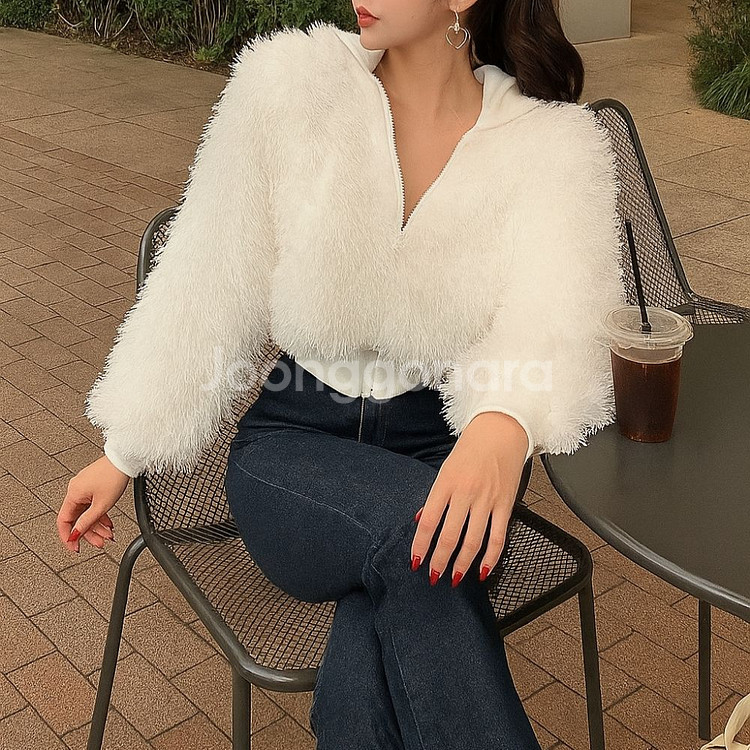 페이크퍼 후드 자켓숏점퍼(3color)ㅡ무배--6