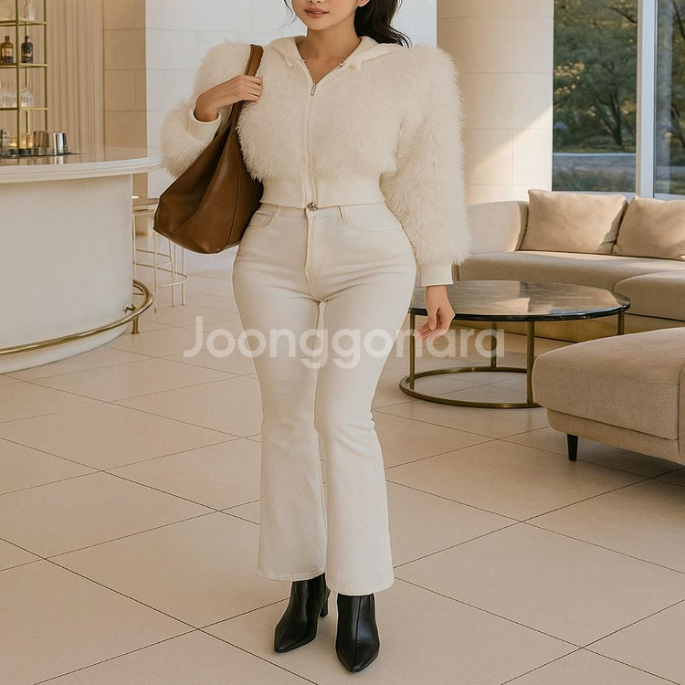 페이크퍼 후드 자켓숏점퍼(3color)ㅡ무배--8