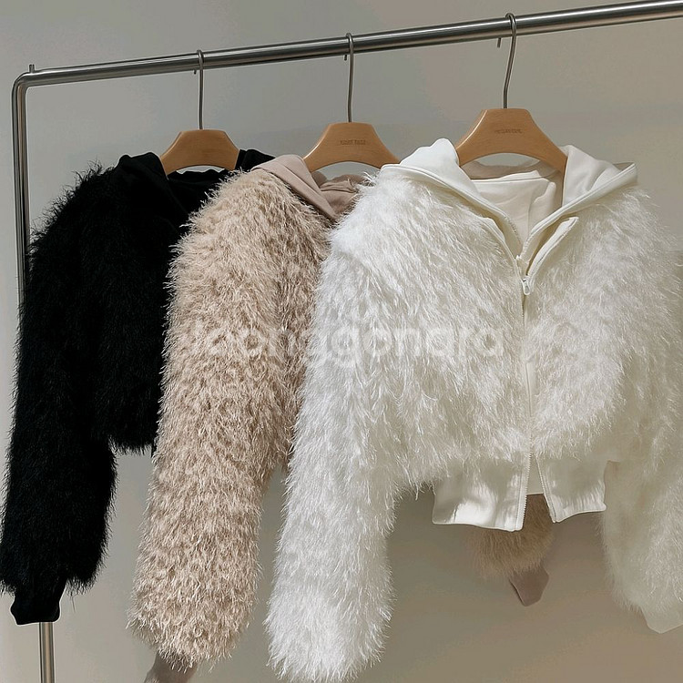 페이크퍼 후드 자켓숏점퍼(3color)ㅡ무배--9