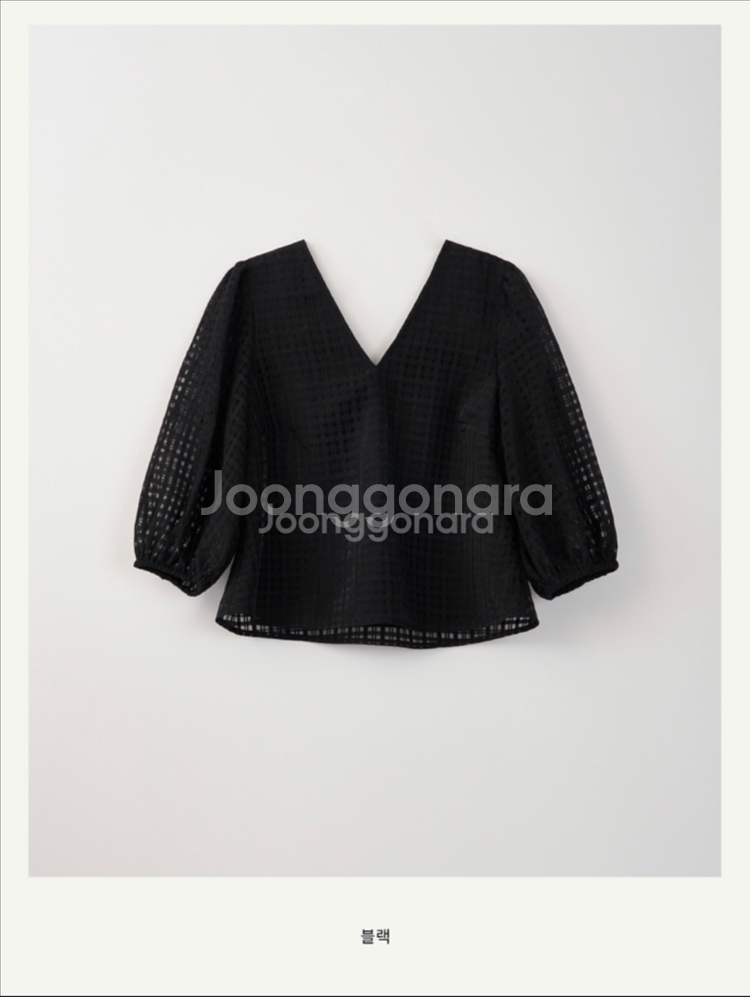 시에 sie 마티 체크 시어 블라우스 블랙 스몰 새상품--0